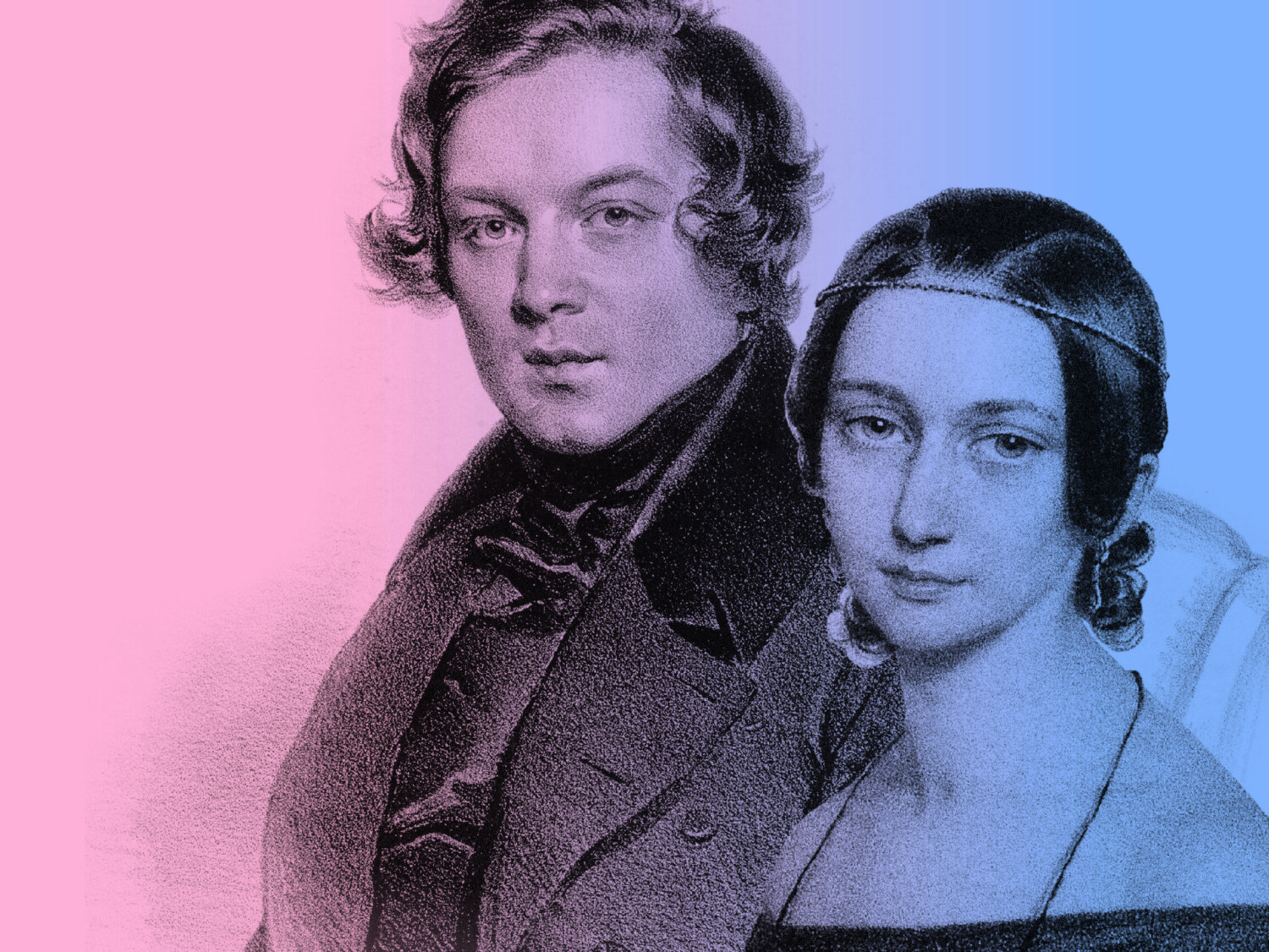 Robert und Clara Schumann rosa blau